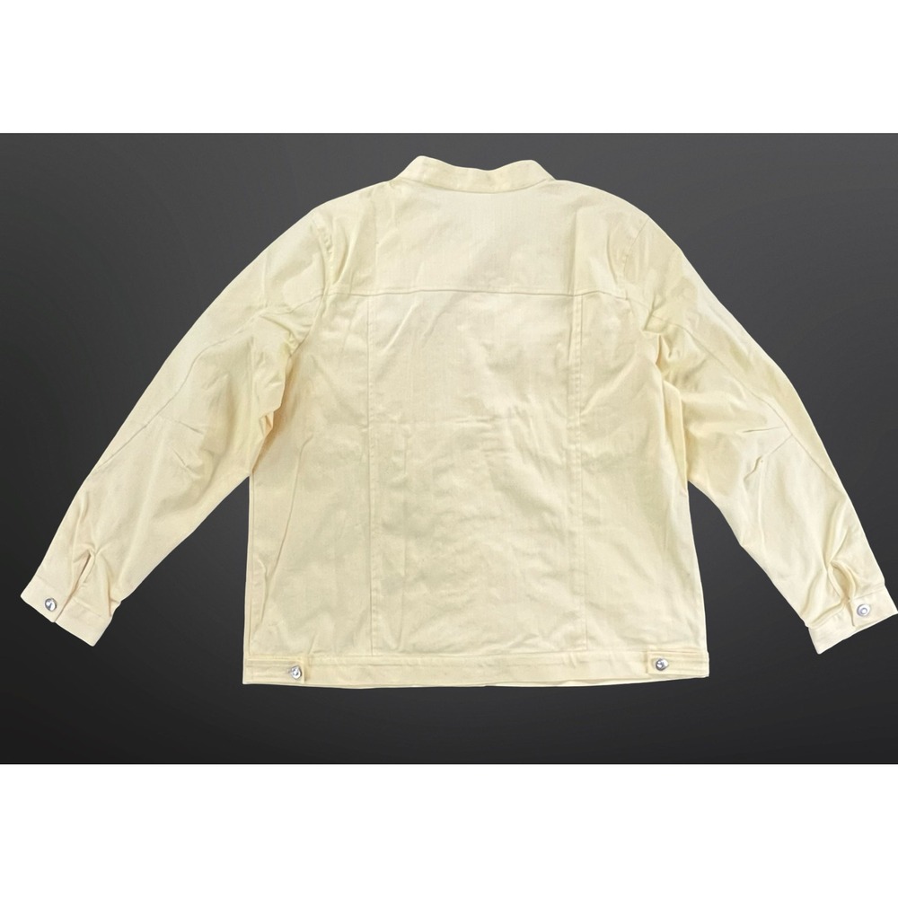 Quacker Factory Womens XL Jacket Yellow Rhinestone Ruffle Button Front NWT - Picture 12 of 16